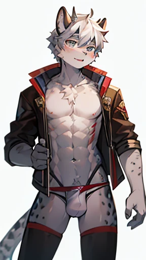 shota,felid,mammal,pantherine,snow leopard,abs,anthro,areola,asian clothing,athletic,athletic anthro,athletic male,balls,clothed,clothing,east asian clothing,fundoshi,fur,genitals,grey body,grey fur,horn,jacket,japanese clothing,male,markings,open clothing,open jacket,open topwear,scar,solo,spots,spotted body,spotted fur,topwear,underwear,white body,white fur,young,young male,absurd res,hi res