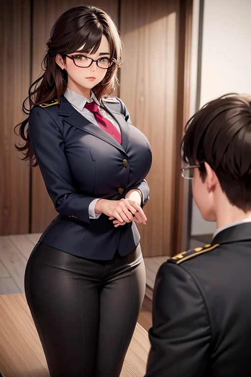 Glasses, police officer, beautiful woman