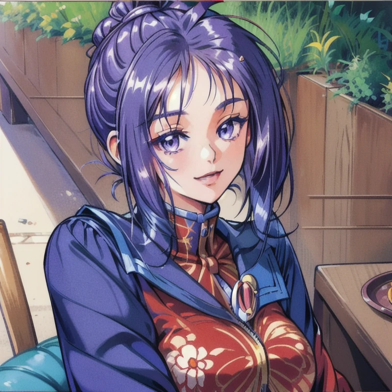 ((masterpiece)),((Ayako Katagiri)),((Katagiri Ayako)),((Mischievous Smile)),Anatomically perfect fingers,Kirameki High ,Cafe Terrace