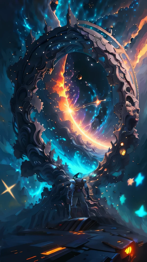 Tech starry sky，Blue stars dotted