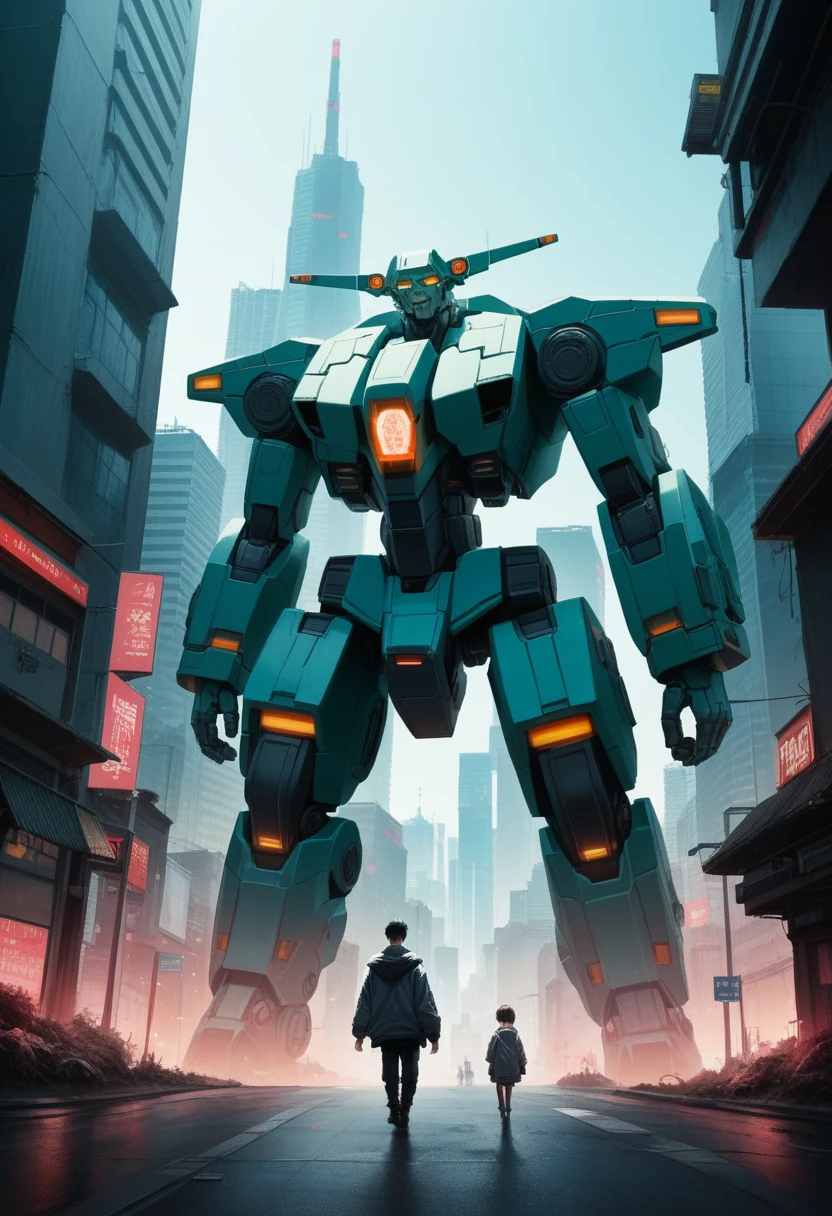 anime scene of two people in a city with a robot, digital cyberpunk anime art, anime cyberpunk art, cyberpunk anime girl mech, cyberpunk anime art, modern cyberpunk anime, digital cyberpunk - anime art, anime mecha aesthetic, badass anime 8 k, best anime 4k konachan wallpaper, mecha asthetic, anime cyberpunk, anime style 4 k