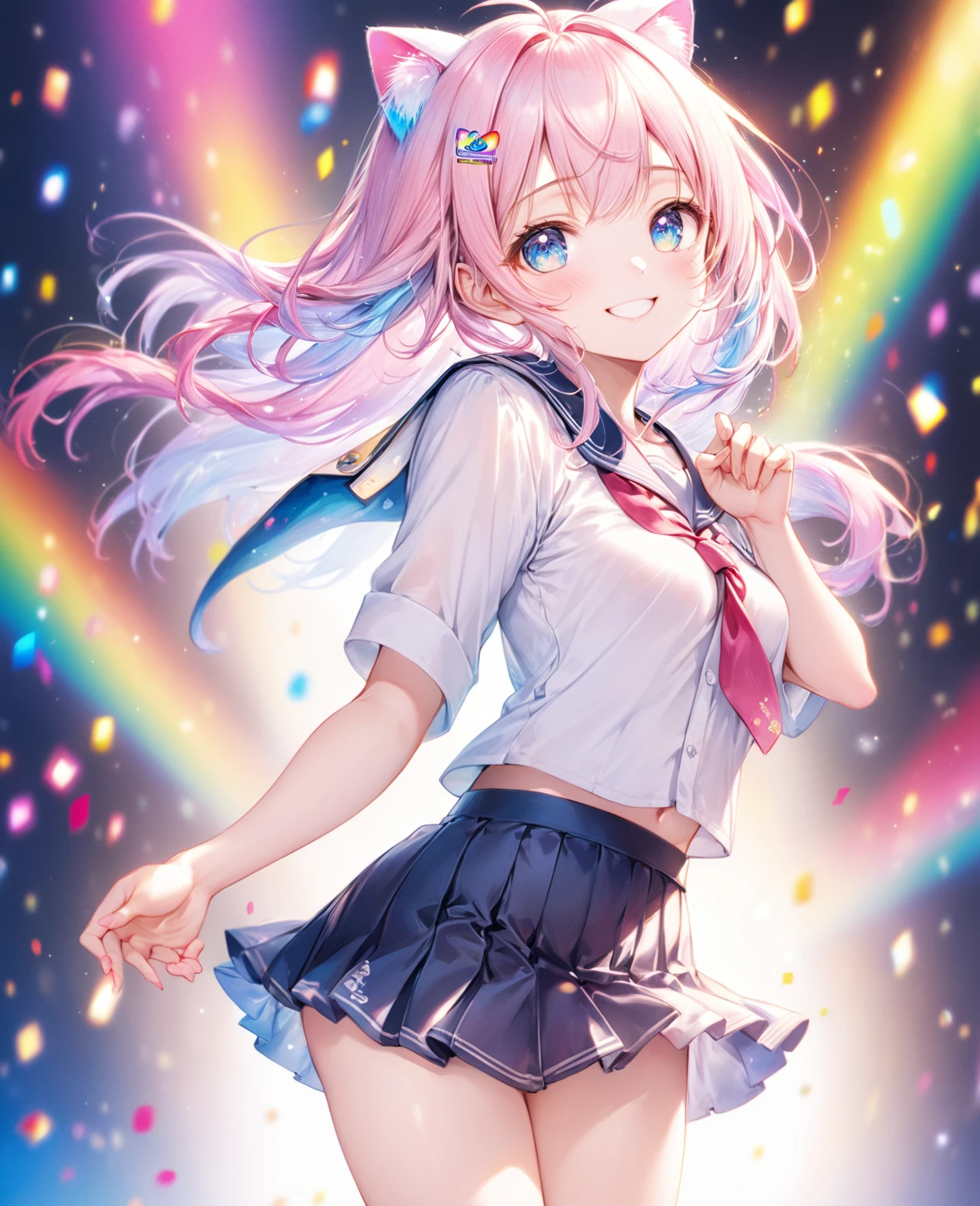 Kuroko Shirai, (Tokiwadai Junior High School Uniform:1.5), Twin tails, Raise the hand, (masterpiece, Absurd quality, Highest quality, Official Art, beautifully、beautiful:1.2), (独奏:1.5), 16K, Very detailed, Most detailed, Sharp focus,), By famous artists, (Conversion Sequence), (difficult:1.8), (Simple blank background:2.0), Minimalism, sketch, (Cowboy Shot:1.5), (Double exposure:1.5), Kaleidoscope, sketch, (Floating Hair:1.5), From below, (Wicked Smile:1.5), Minimalism, (silhouette:1.5), from the front, Crazy Smile, dynamic angle, Backlight