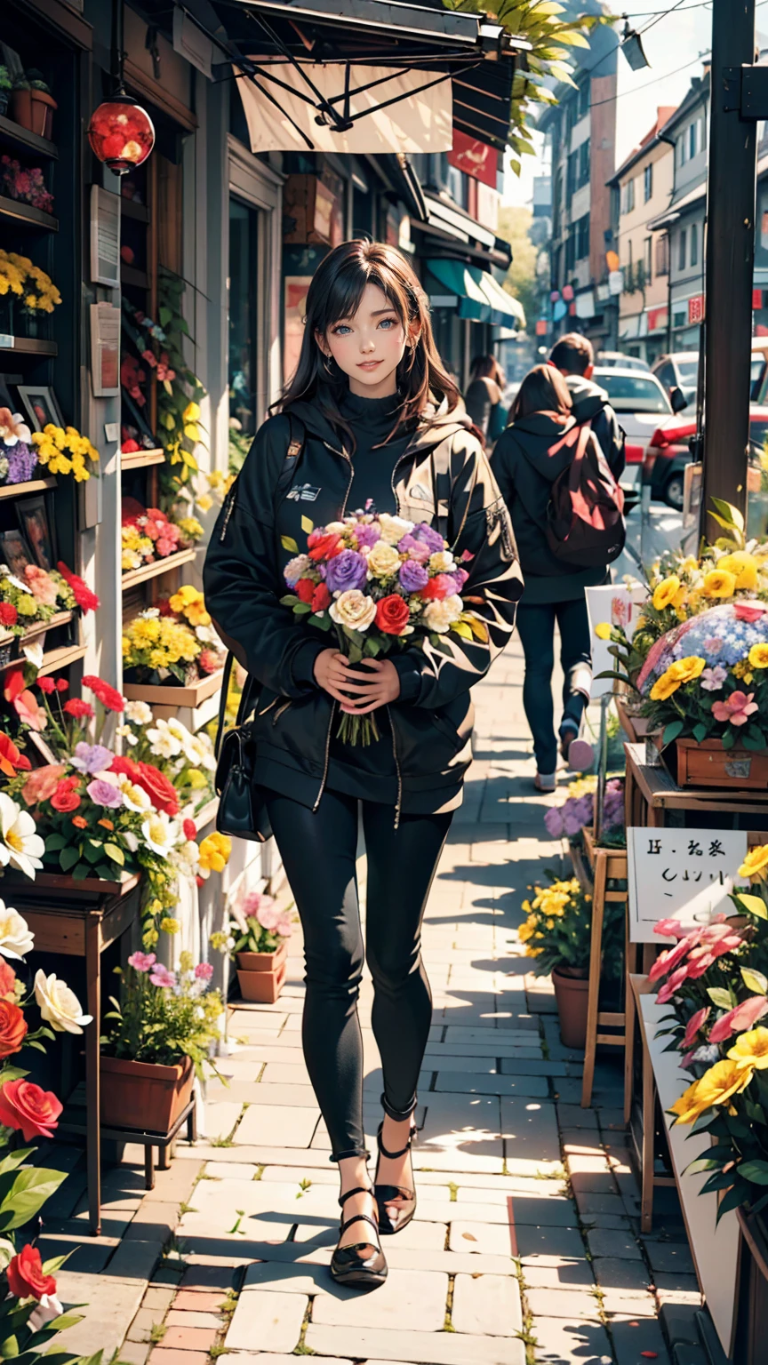 I was in line in front of the flower shop.々I was looking at the beautiful flowers..、Everyone has their own preferences, But those people'Everyone is beautiful、24 year old Caucasian female、sexy proportions、sexy、smile、smile、happiness