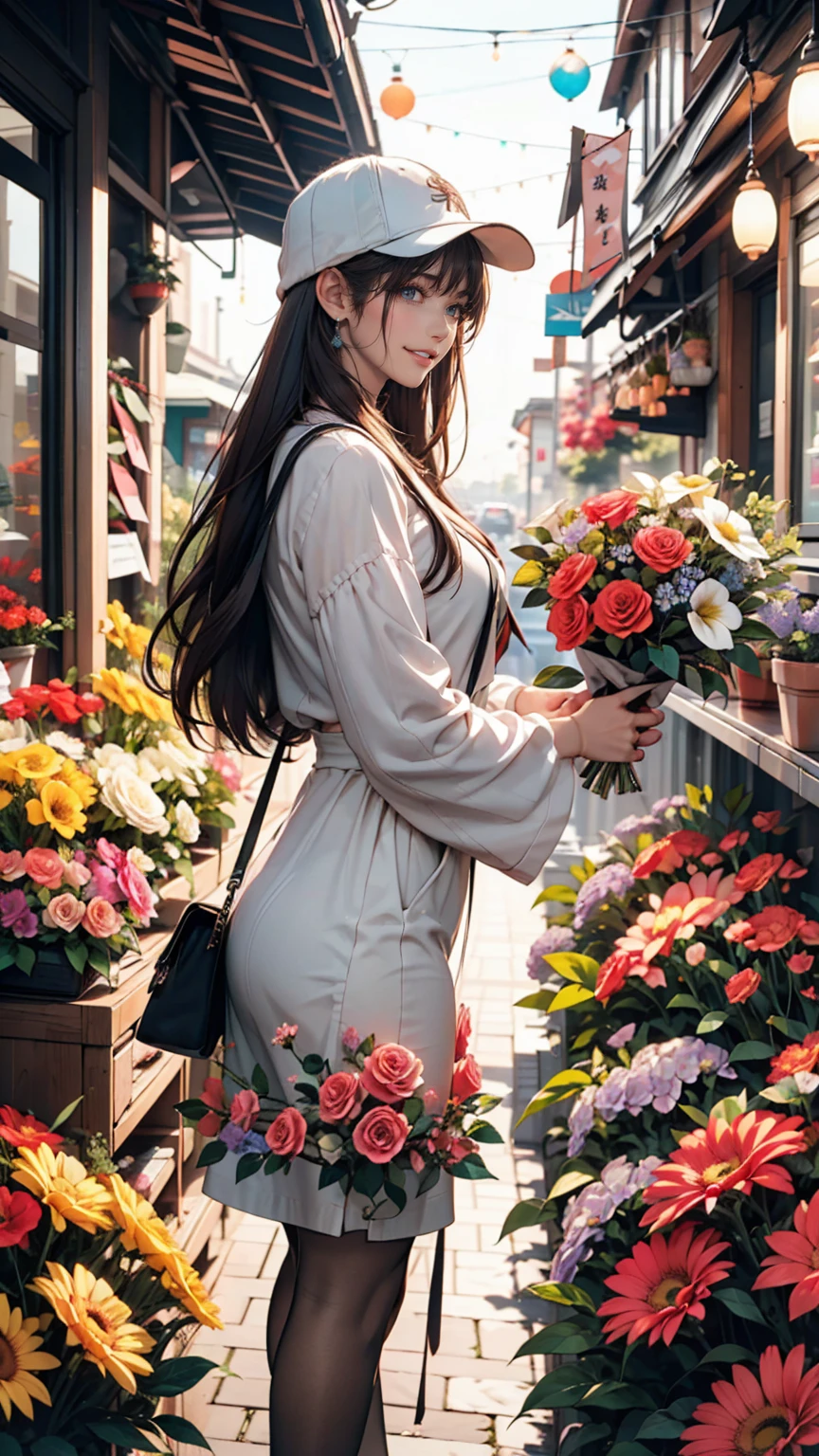 I was in line in front of the flower shop.々I was looking at the beautiful flowers..、Everyone has their own preferences, But those people&#39;Everyone is beautiful、24 year old Caucasian female、sexy proportions、sexy、smile、smile、happiness