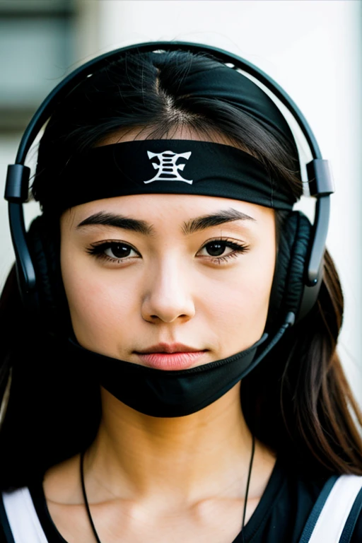 ninja, anime, in headphones