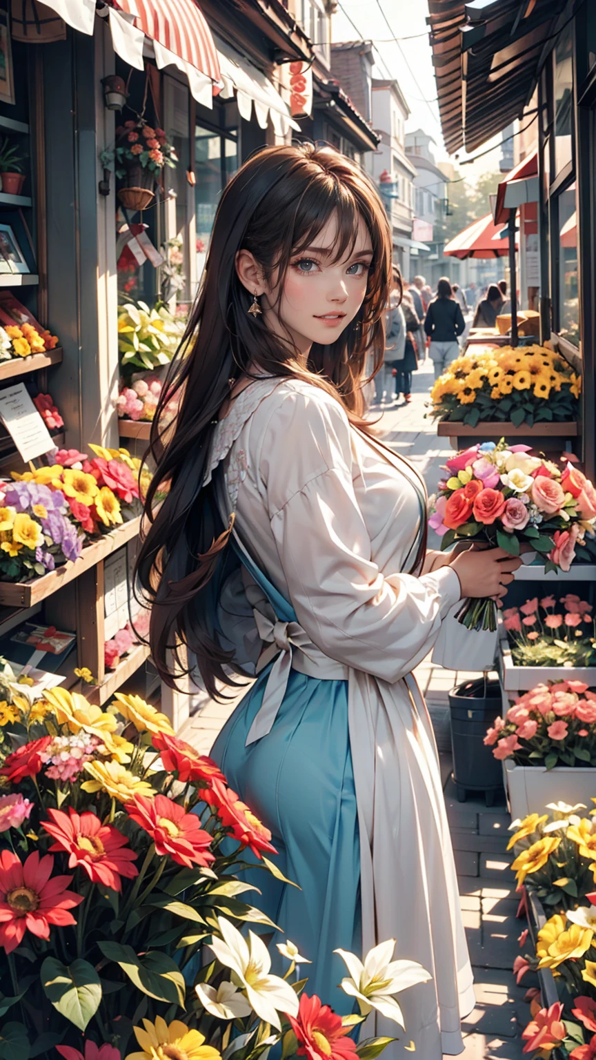 I was in line in front of the flower shop.々I was looking at the beautiful flowers..、Everyone has their own preferences, But those people'Everyone is beautiful、24 year old Caucasian female、sexy proportions、sexy、smile、smile、happiness