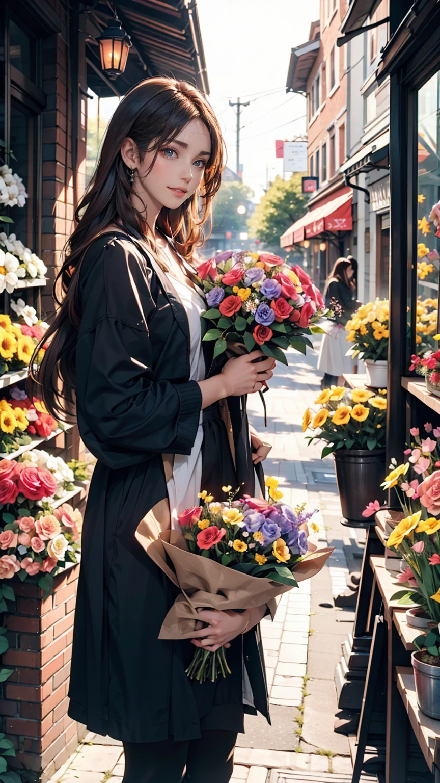 I was in line in front of the flower shop.々I was looking at the beautiful flowers..、Everyone has their own preferences, But those people'Everyone is beautiful、24 year old Caucasian female、sexy proportions、sexy、smile、smile、happiness