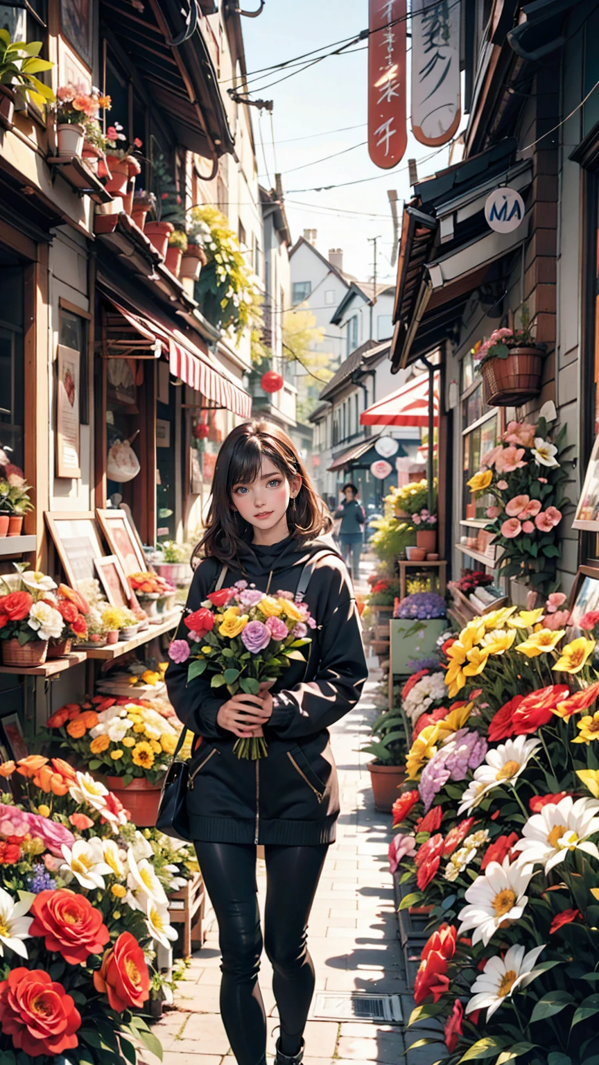 I was in line in front of the flower shop.々I was looking at the beautiful flowers..、Everyone has their own preferences, But those people&#39;Everyone is beautiful、24 year old Caucasian female、sexy proportions、sexy、smile、smile、happiness