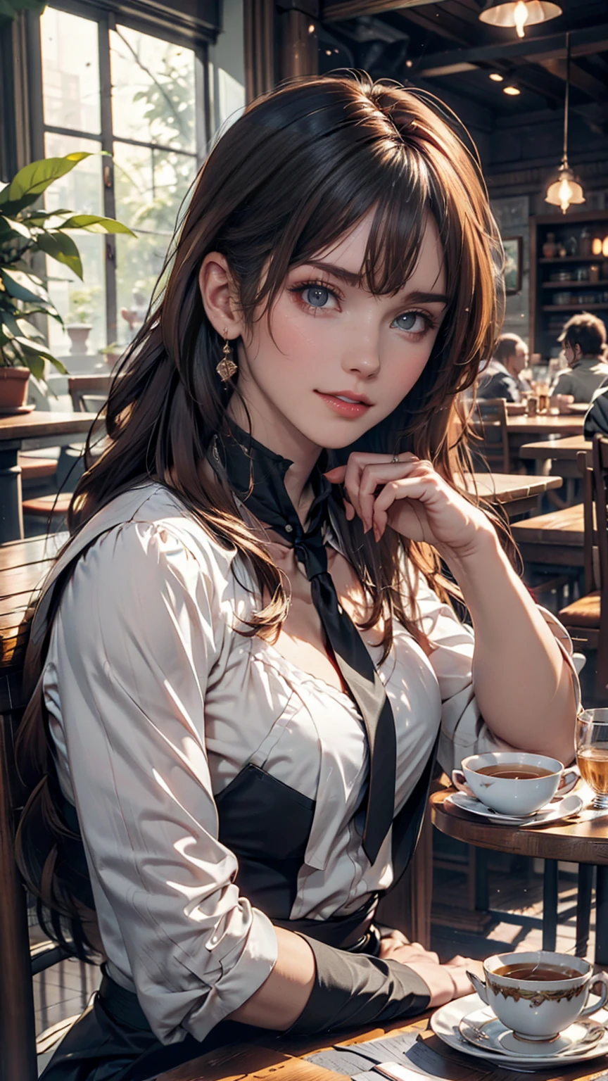Fantasy Background, Cafe RPG Style, Empty chair, table, Tea Glass Set