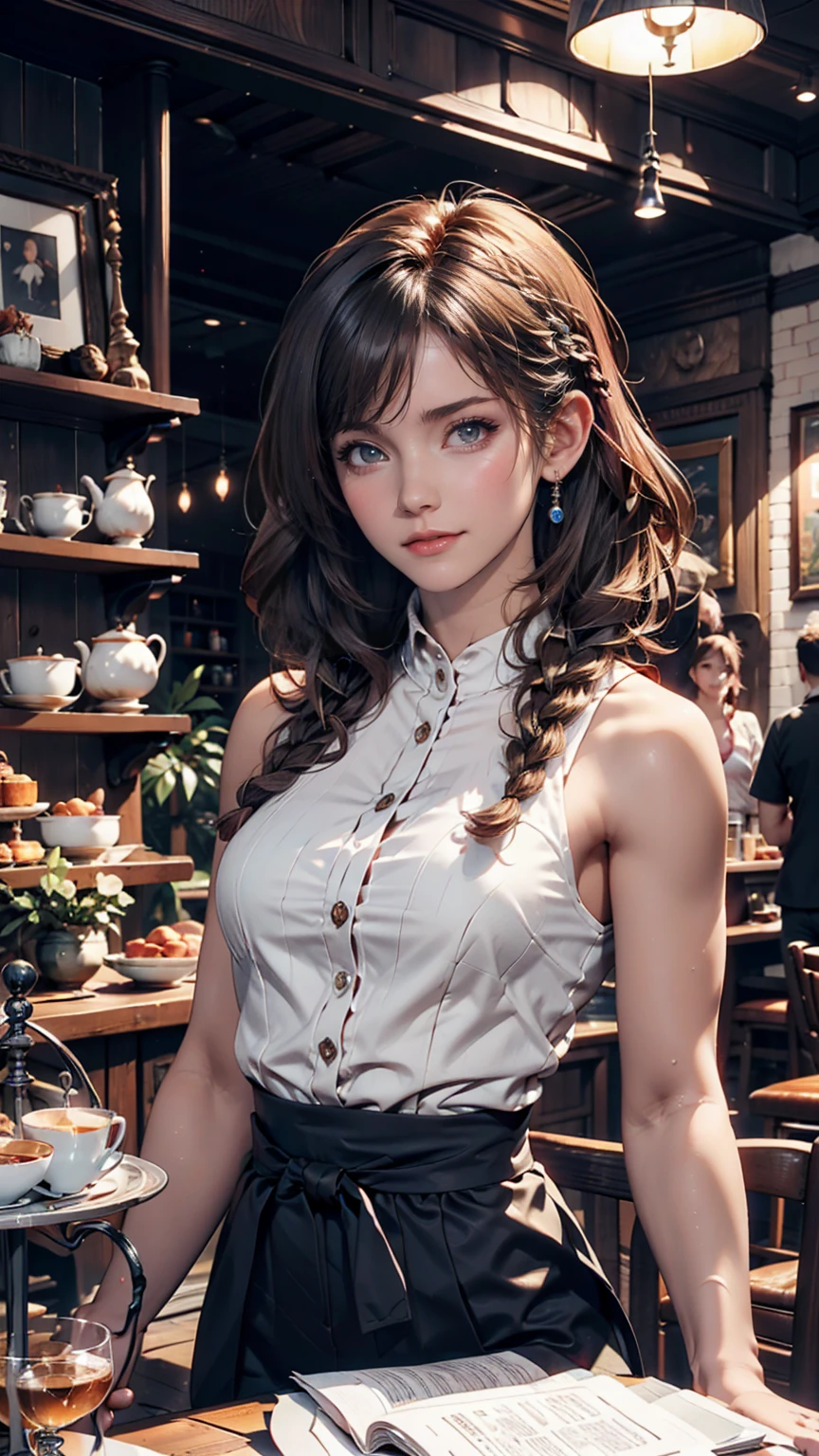 (masterpiece, Highest quality, High resolution: 1.2), 1 person, alone, Twin tails, Grey Eyes, Upper Body, dress, Silver Hair