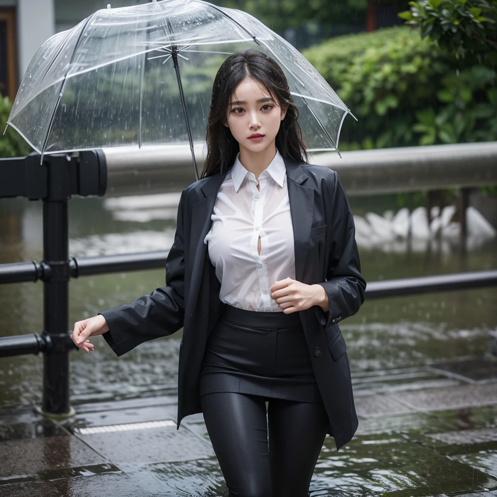 mini skirt、Leg spread、Hair getting wet in the rain、Transparent shirt、Beautiful woman getting wet in the rain、typhoon、Get wet without an umbrella、Beautiful woman in the rain、雨で濡れたBeautyOL、Detailed face、Realistic、beautiful girl、Beauty、Office Lady Uniform、beauty、Transparent nipples、Beautiful woman、Narrow waist、Handsome woman、Tight pants look、suit、Sexy pose、タイトなsuitパンツ、雨で濡れたsuit、Wet naked shirt、See-through shirt、Shot in heavy rain、Naked shirt