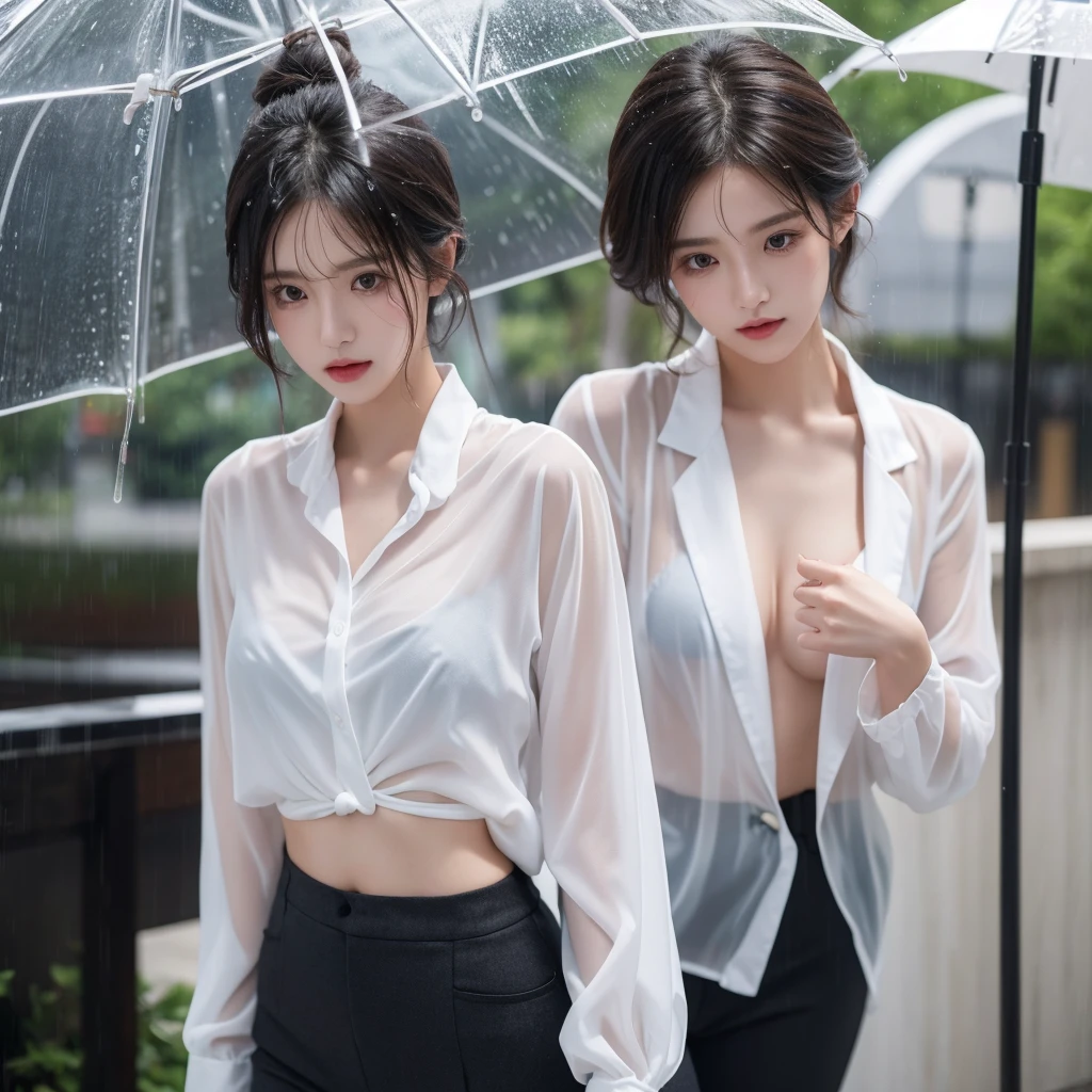 exy pose、Hair getting wet in the rain、Mr.々Hair style、Short Hair、Transparent shirt、Beautiful woman getting wet in the rain、typhoon、Get wet without an umbrella、Beautiful woman in the rain、雨で濡れたBeautyOL、Detailed face、Realistic、beautiful girl、Beauty、Office Lady Uniform、beauty、Beautiful woman、Narrow waist、Handsome woman、Tight pants look、suit、Sexy pose、タイトなsuitパンツ、雨で濡れたsuit、Wet naked shirt、See-through shirt、Shot in heavy rain、Naked shirt、Gaudy colored underwears