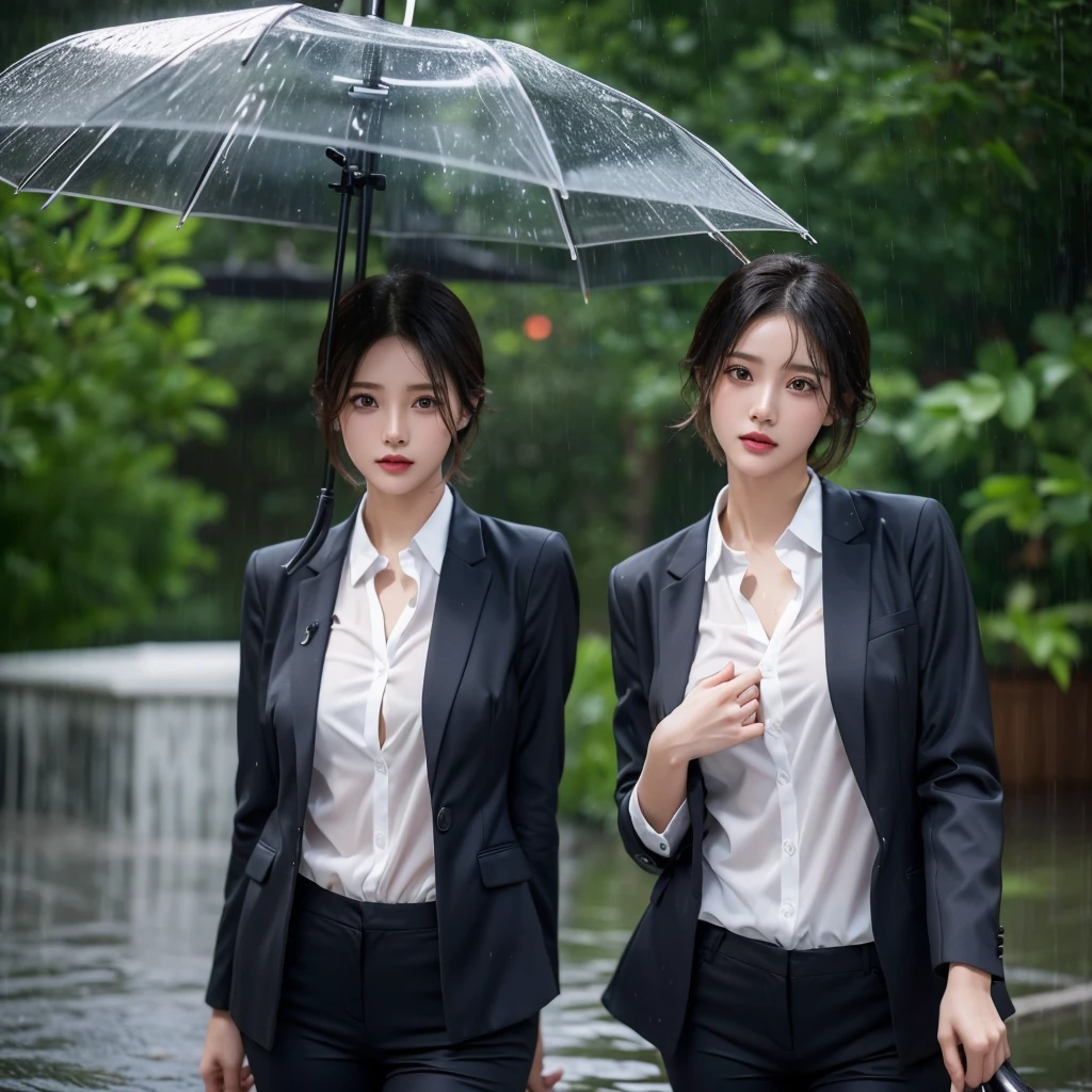 exy pose、Hair getting wet in the rain、Mr.々Hair style、Short Hair、Transparent shirt、Beautiful woman getting wet in the rain、typhoon、Get wet without an umbrella、Beautiful woman in the rain、雨で濡れたBeautyOL、Detailed face、Realistic、beautiful girl、Beauty、Office Lady Uniform、beauty、Beautiful woman、Narrow waist、Handsome woman、Tight pants look、suit、Sexy pose、タイトなsuitパンツ、雨で濡れたsuit、Wet naked shirt、See-through shirt、Shot in heavy rain、Naked shirt、Gaudy colored underwears
