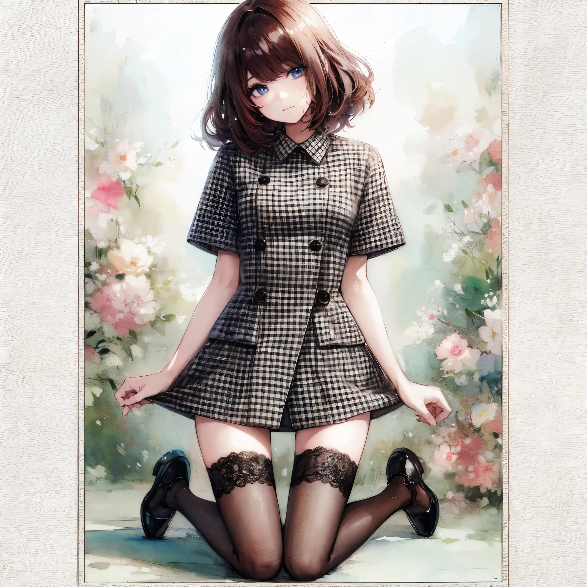 Official art using high-quality hand-drawn watercolor sketch techniques. (best quality,4k,8k,highres,masterpiece:1.2),ultra-detailed,beautiful detailed eyes,A girl with beautiful eyes, everyone, beautiful anime girl, cute anime girl, smooth anime art, anime style, elegant colors, soft lighting, delicate beautiful eyes, very coquettish, (beautiful large breast:1.2), (correct hands:1.2),