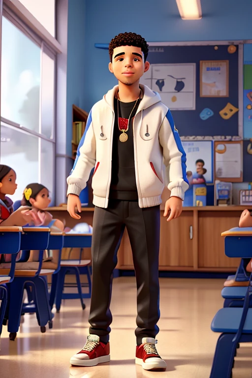 award winning music artist drake at an elementary school