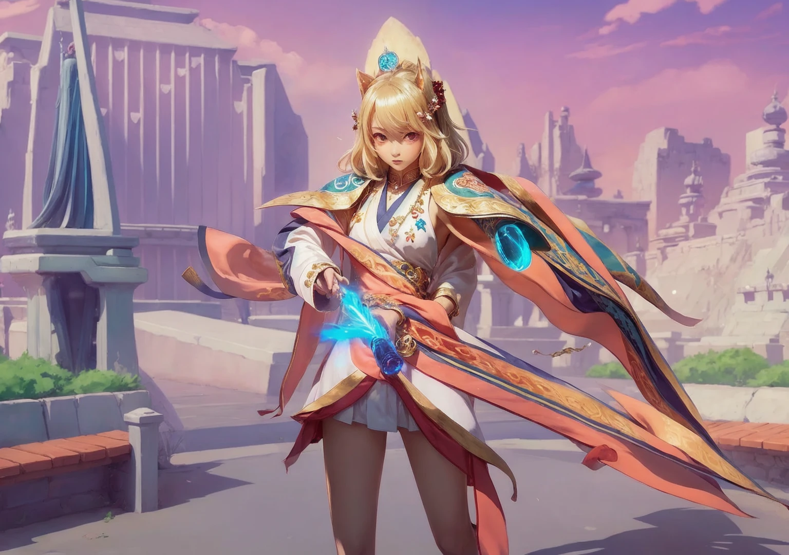 (1girl:1.3),solo,__body-parts__,
official art, unity 8k wallpaper, ultra detailed, beautiful and aesthetic, beautiful, masterpiece, best quality,Fantastical Atmosphere, Calming Palette, Tranquil Mood, Soft Shading,
Miko priestess, charm spell, talisman familiar, shrine maiden duties,