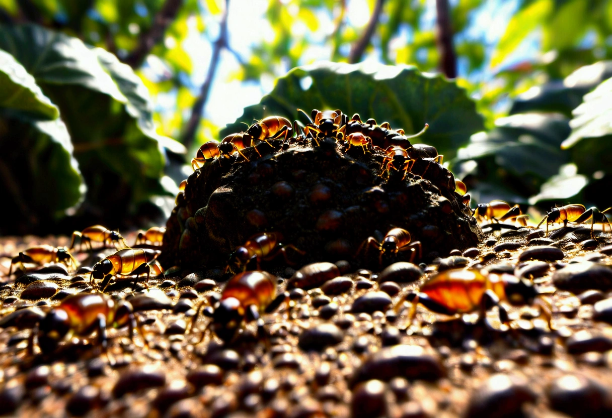 Low angle shot of the ants