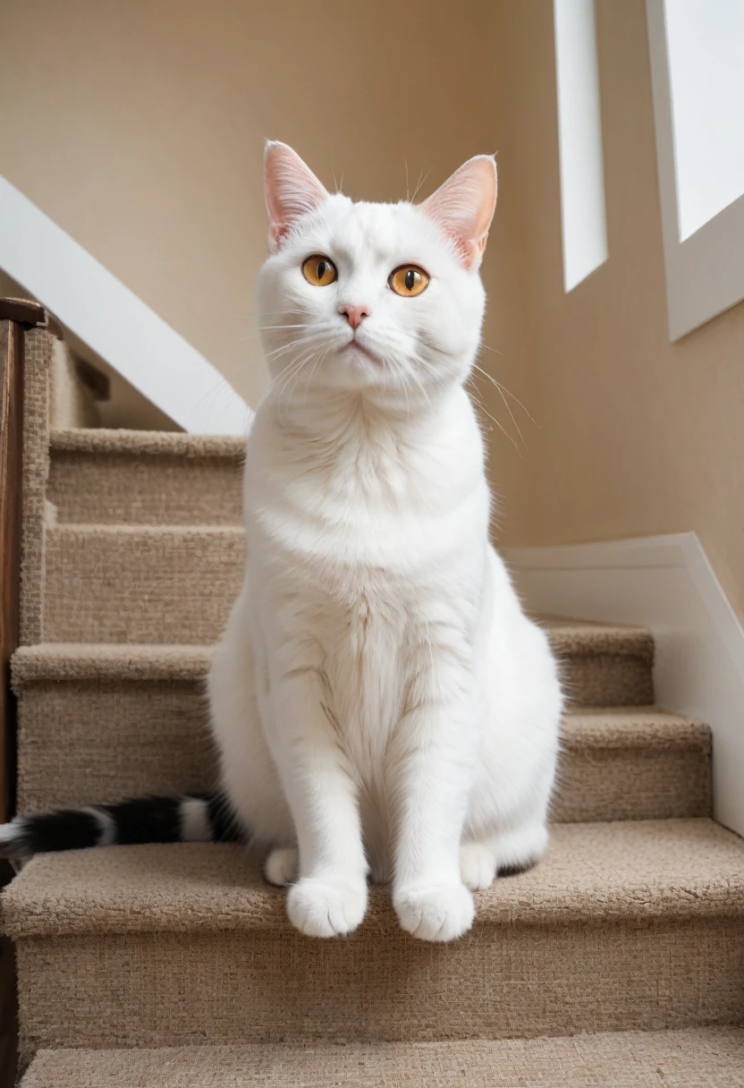 (((8k, low view, from below, Cat Tower, on stairs:1.3, Cat, Catが真下を見下ろしている:1.2, Catが覗き込んでいる, Catのアップ:1.3, Catの目線は下, Catのアップ))), Cockroach's perspective