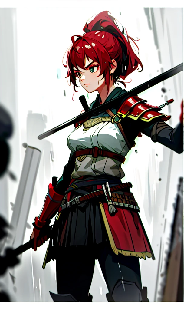 Female warrior in the rain