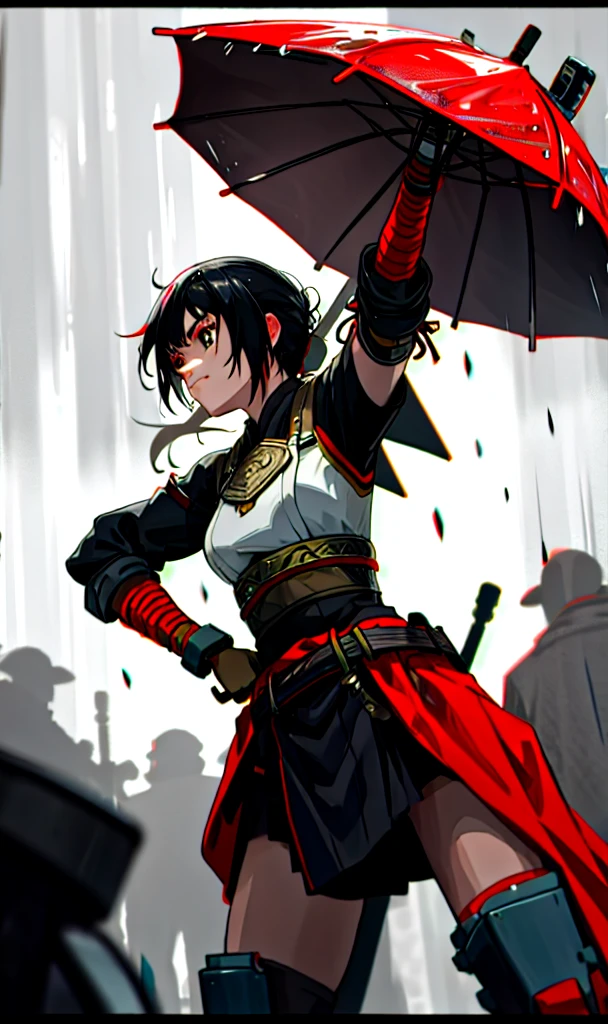 Female warrior in the rain