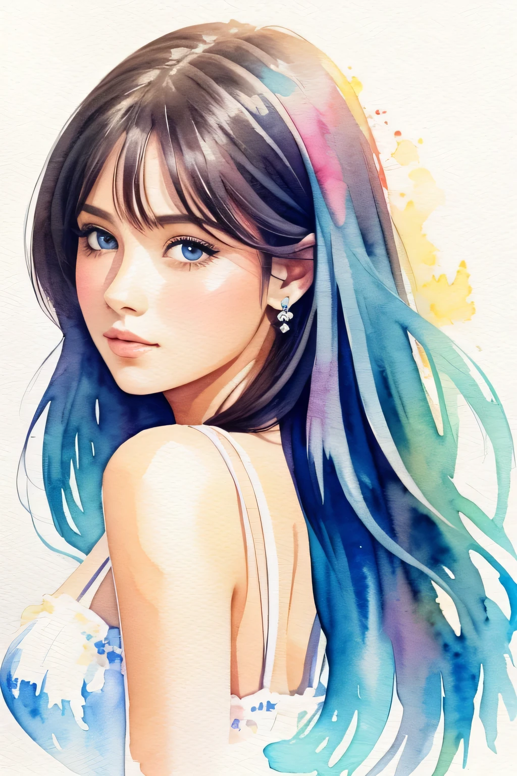 Beautiful girl, watercolor painting
