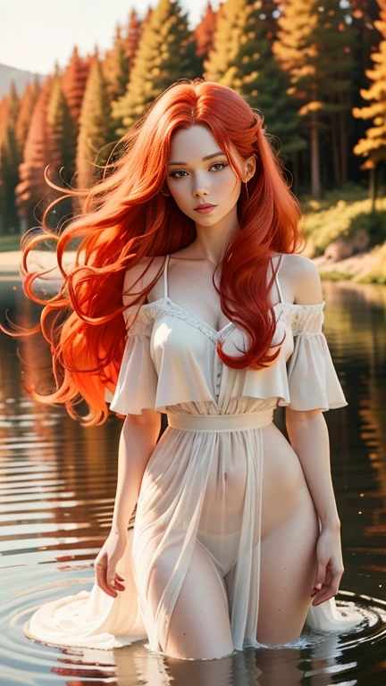 redhead haired woman with long red hair standing in front of a lake, red haired goddess, beautiful redhead woman, redhead woman, woman with red hair, flowing red hair, red hair girl, red haired girl, long flowing red hair, red haired young woman, flowing ginger hair, redhead girl, a redheaded young woman, ethereal beauty, red hair and attractive features