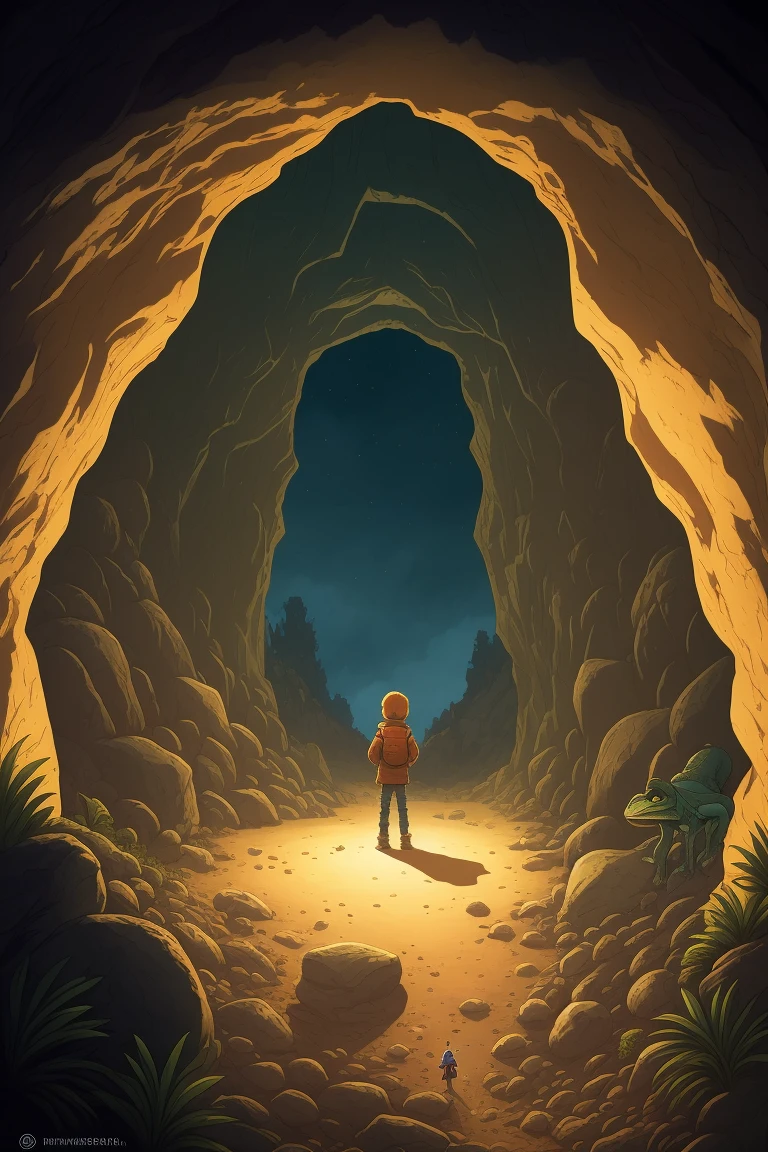 mindwarp , a  looking at a frog in a cave with a woman looking at it from the bottom of the cave, Diego Gisbert Llorens, josan gonzales and dan mumford, a storybook illustration, psychedelic art