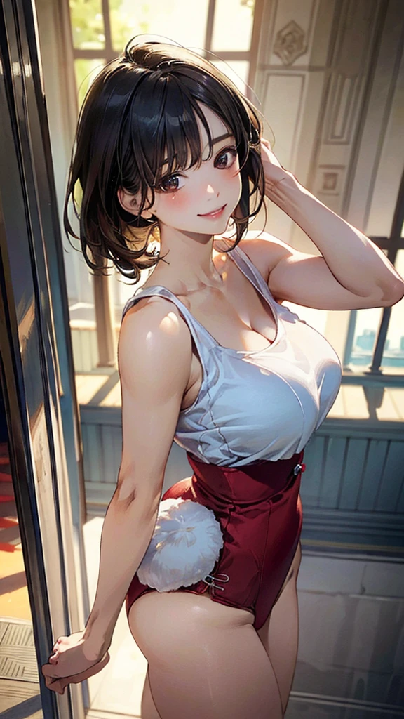 (masterpiece:1.3, Highest quality, Ultra-high resolution, Very detailed), (Realistic, photoRealistic:1.4), Beautiful illustrations, Perfect lighting, Natural light, colorful, Written boundary depth, NFSW,
View your viewers, 1 Girl, Japanese, Perfect Face, Cute and symmetrical face, Shiny skin, (Large Breasts, seductive Thighs, Big Ass), Thighs, sum,
Beautiful Hair, Beautiful Face, Beautiful attention to detail, Beautiful clavicle, Beautiful body, Beautiful breasts, 美しいThighs, Beautiful feet, Beautiful fingers,
(Beautiful views),(Captivating smile),(Reverse Bunny Costume)