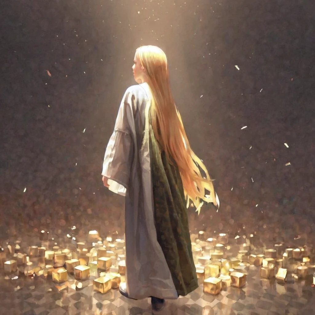score_9, score_8_up, score_7_up, score_6_up, score_5_up, score_4_up, fkey70, A blonde girl standing, hyperrealistic anime painting, modern clothes, anime painting, blocky paint strokes, loose long hair, black background, dramatic diagonal lighting, painterly, realistic painting, soft feature, detailed clothes, detailed, rembrandt lighting,