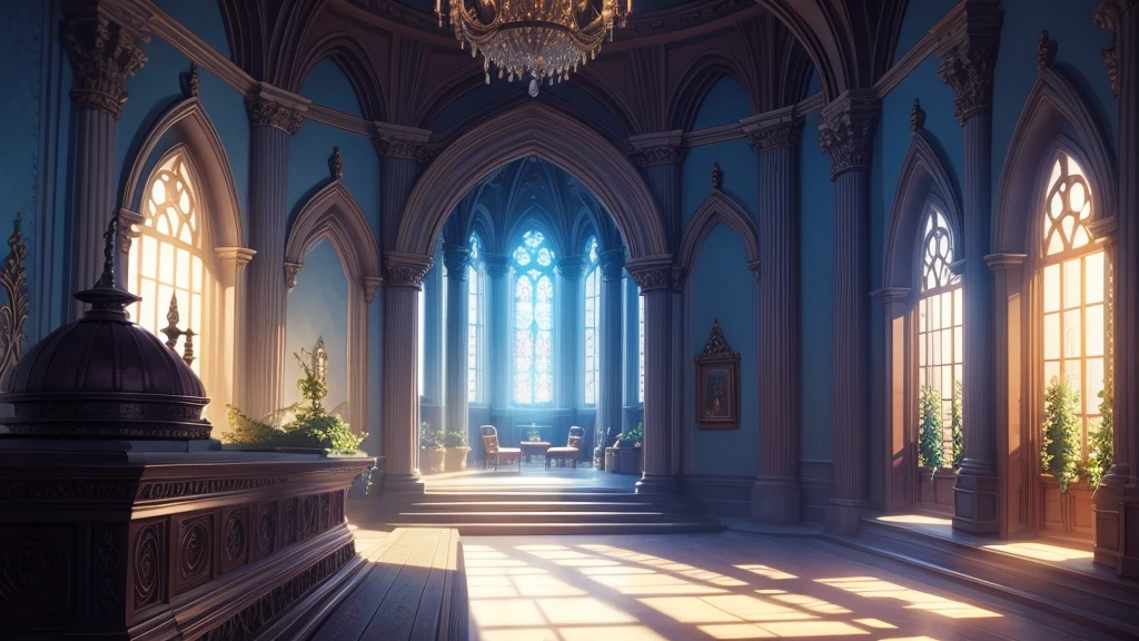 Anime Style,Detailed background,Magical World,A room in a large castle