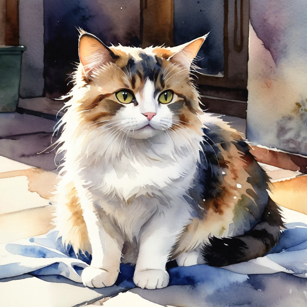Watercolor, high quality, 最high quality, High resolution, masterpiece, 最高masterpiece, 8k, Cat