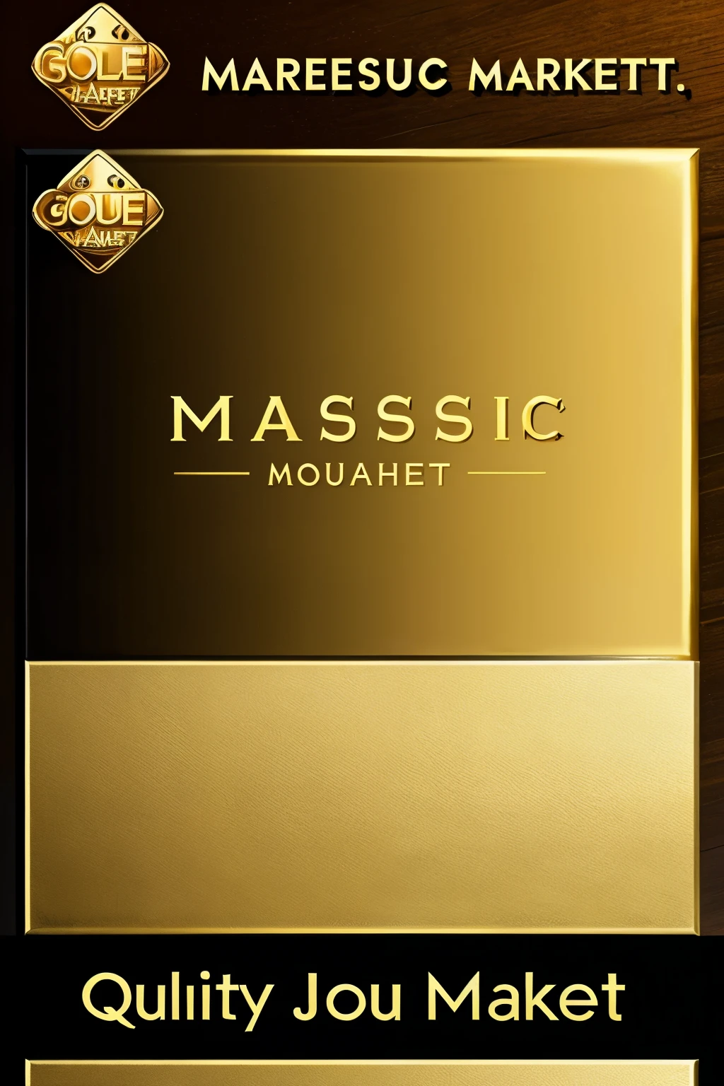((best quality)), ((Masterpiece)), (details),Logo written as U,ser Mart next side,Write Online Game Market below.,Golden tone, beautiful and shiny. 
