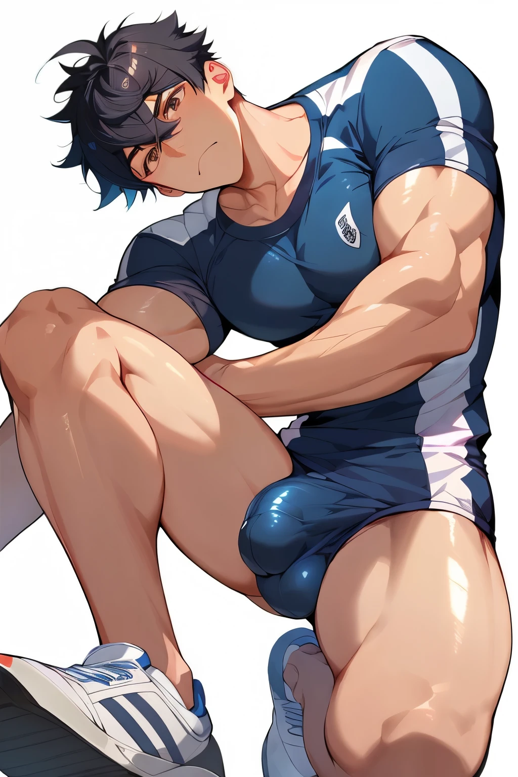 Anime boy sitting cross-legged on a skateboard, Cool anime poses, muscular!!, Makoto, Tall anime man with blue eyes, OPPEIN, muscular thighs 男性动漫角色, The strongest posture, Kentaro Miura Art, muscular的姿势, Makoto kano, Makoto shinka, Anime handsome man, muscular!