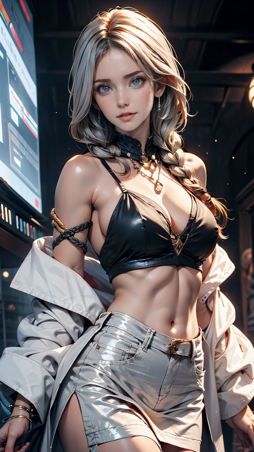 24-year-old woman、Multi braid((multiple braids))、Silver Hair、Sexy proportions、Narrow waist、Galileo Galilei's Residence、Observation equipment(Medieval telescope、Medieval terrestrial globe)There are many of them.