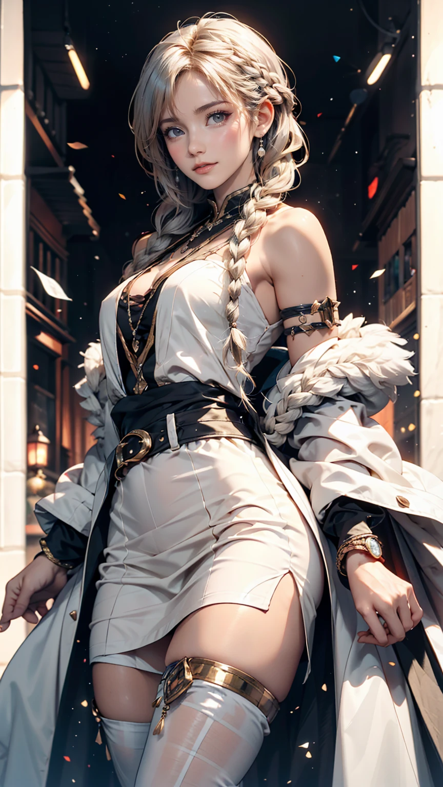 24-year-old woman、Multi braid((multiple braids))、Silver Hair、Sexy proportions、Narrow waist、Galileo Galilei&#39;s Residence、Observation equipment(Medieval telescope、Medieval terrestrial globe)There are many of them.