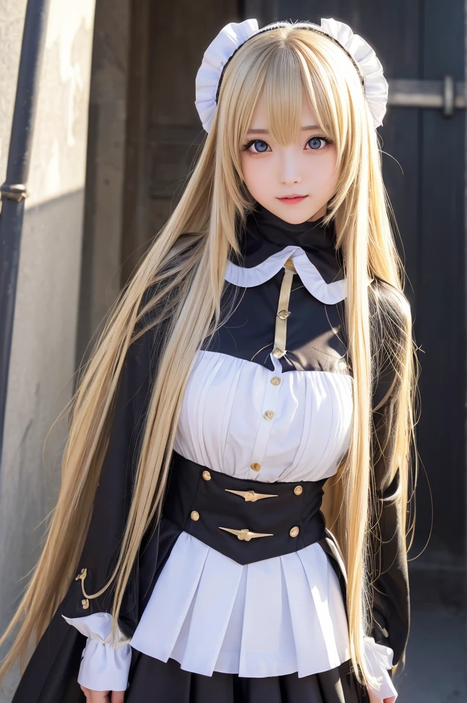 Sexy Big 、Sexy cute looks and cute 15 year old beautiful girl, beautiful and sexy face、A strong wind blows my hair in front of my face、length, Metallic blonde straight hair、beautiful, Cute and sexy eyes hidden behind long bangs, Gothic Maid Break Ceremony,((Random Uniform Cosplay)), ((Random sexy poses、put in、Deep joy, Ecstatic Eyes:1.2))、Ecstatic face、Climax expression,、Official Art,Highly detailed CG Unity 8k wallpaper, (masterpiece:1.0),(Highest quality:1.0), photo shoot, 8k, Browsing Caution, High resolution, Kodak Portrait 400, Film Grain, Lens flare brilliance,Very low camera angle, View your viewers、((Full body photography))、