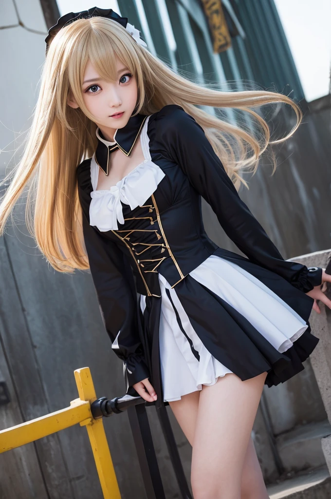 Sexy Big 、Sexy cute looks and cute beautiful girl, beautiful and sexy face、A strong wind blows my hair in front of my face、length, Metallic blonde straight hair、beautiful, Cute and sexy eyes hidden behind long bangs, Gothic Maid Break Ceremony,((Random Uniform Cosplay)), ((Random sexy poses、put in、Deep joy, Ecstatic Eyes:1.2))、Ecstatic face、Climax expression,、Official Art,Highly detailed CG Unity 8k wallpaper, (masterpiece:1.0),(Highest quality:1.0), photo shoot, 8k, Browsing Caution, High resolution, Kodak Portrait 400, Film Grain, Lens flare brilliance,Very low camera angle, View your viewers、((Full body photography))、