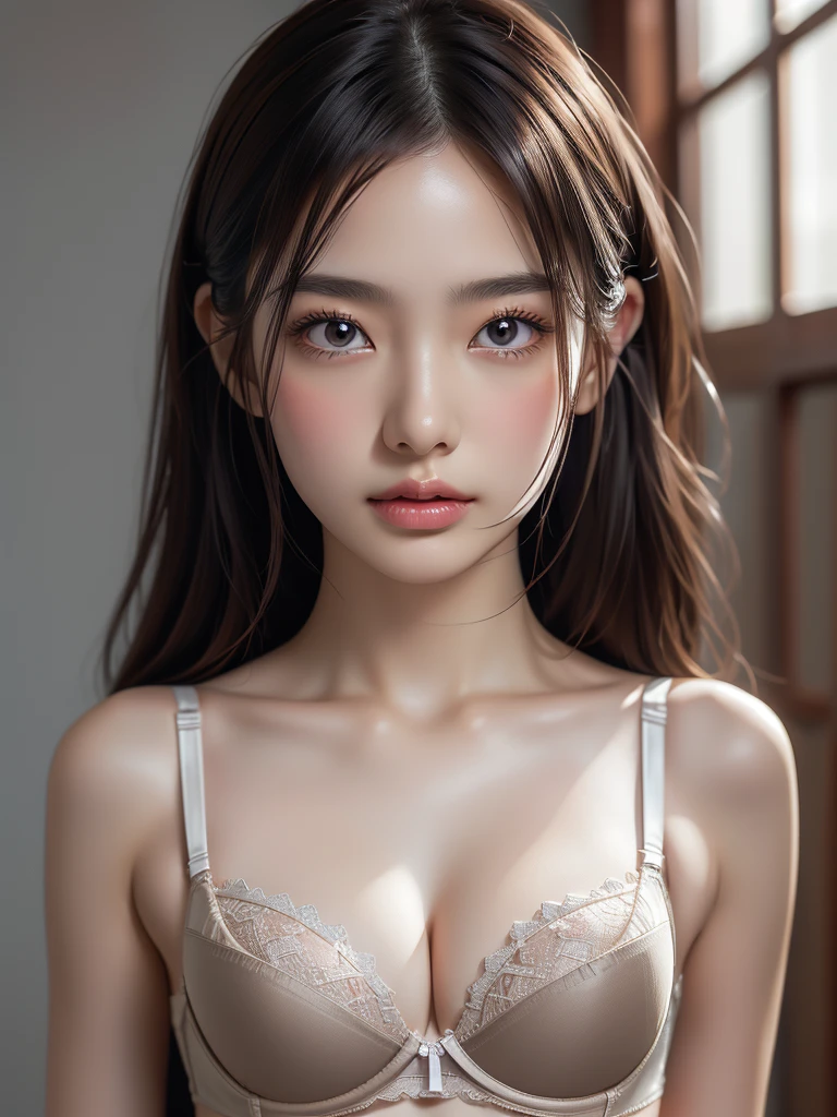 Panties, (Full body image:0.5), (bra:1.5),(Highly detailed CG 8k wallpaper, masterpiece, Highest quality, Super detailed), (Better lighting, Better Shadows, Very delicate and beautiful), floating, High saturation, Dynamic Angle, ((One girl)), nice, Ningguang City(Orchid Evening Dress) Gray Hair, Red eyes, Very long hair, hair ornaments, bangs, (Skin wrinkles:1.2), Heavy makeup