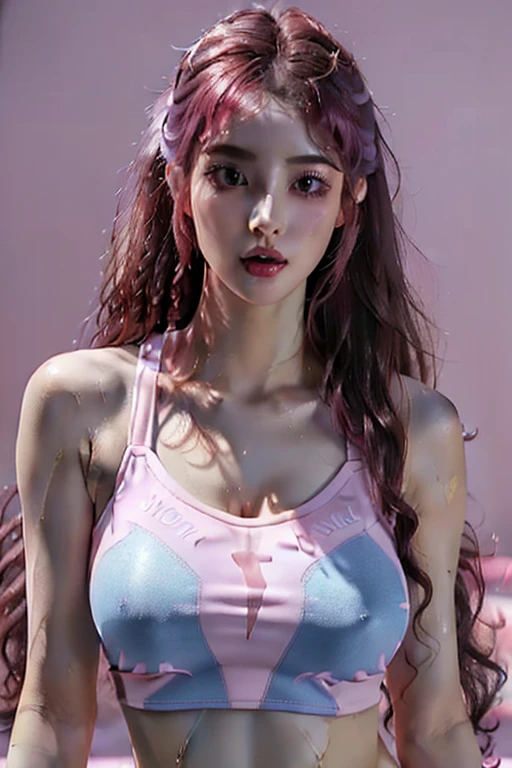 a beautiful in the gym (wearing rainbow color gym clothes :1.3) Capture this moment in 4K or 8K resolution for a masterpiece of beauty., (sexy hot nice Hour-glass figure body), ((white smooth soft skin)), (( inspired by VIETNAM MODEL :1.3)), ( VIETNAM MODEL cute beauty face :1.4), ((Very huge beautiful boobs)), (Slender abs ), (strong make up :1.2), ((all body shot :1.5)), (Strong lips), (lipstick), sexy look, nsfw, ((small nice sexy :1.3)), (all wet body :1.4) ((crowded gym background :1.8)). (erotic pose :1.3), ((beautiful cute idol actress korean face:1.6)), (high beauty nose), ( strong lips), (( detailed face, lip, nose, rouge, eyeshadow, lipstick :1.5)), (Double Eyelids), ((gorgeous cute face :1.8)) (bloom) ((pink long wavy hair :1.6)) (big dreamy eyes)