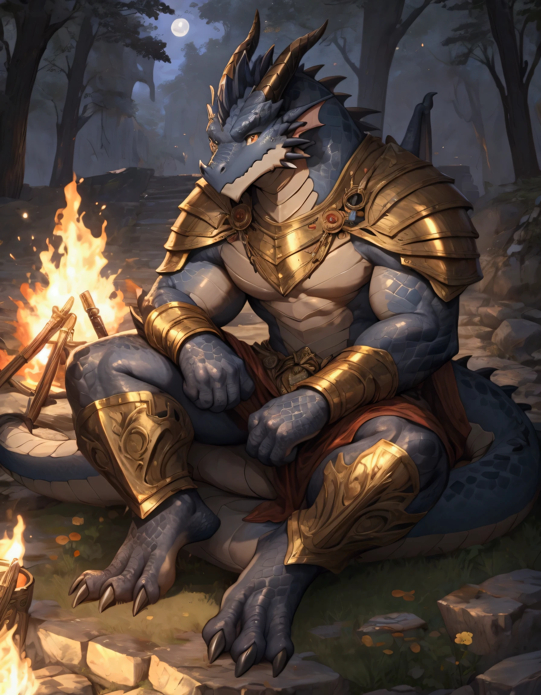 (by Taran Fiddler), (by Chunie), (by Darkgem), An enchanting and dreamy scene of a fantasy mountain town, Towering trees, mountains, fantasy landscape, dragonborn, A strong dragonborn with brass scales stands alone, There are detailed scales on the parts of his skin that are showing. His eyes look happy. He has long pointed ears. The young dragonborn is handsome, full body shot, cinematic full shot, guardian of the holy sun temple, adventure, Make a gesture of majesty, hyperreal rendering, The dragonborn is holding a tall gold spear, Dungeons and Dragons, chlamys, greek chlamys, golden grieves, golden shoulder pauldron, barefoot, dragon-like feet, claws, clawed feet, plantigrade