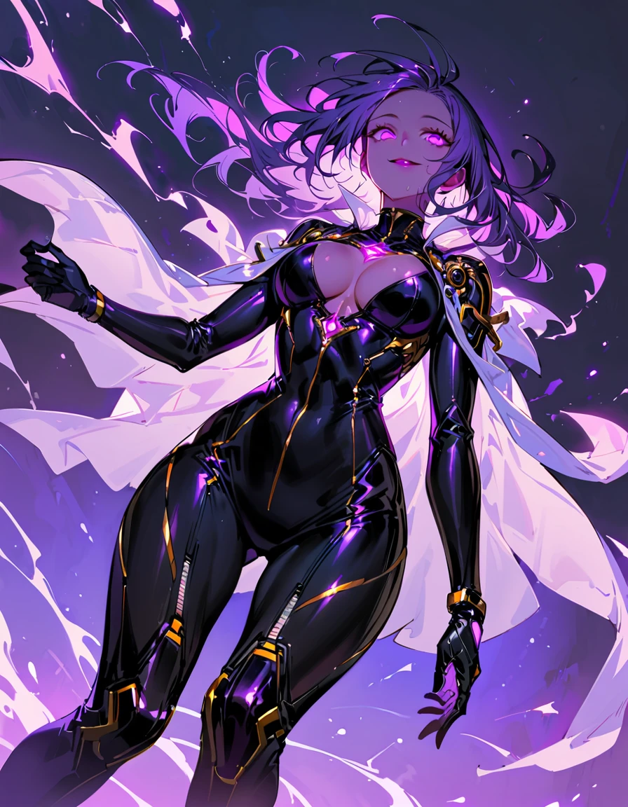 1 mature beautiful woman,(Highest quality,Extremely detailed depiction,Incredibly absurd high resolution,Anatomically accurate depiction,Curvy Legs),(Glowing Skin,Shiny skin,Oilskin),(Mechanical Wingsで空を飛んでいる),(Futuristic body suit:1.3,Futuristic exoskeleton,Mechanical Wings,Mechanical thrusters),eyelash,(Luminous purple eyes,There is cleavage in the chest,Bewitching Smile,Glossy lipstick,Sweat),whole body,My hair is blowing in the wind,A strong wind is blowing,(background:From below見上げた街中),(From below:1.5)

