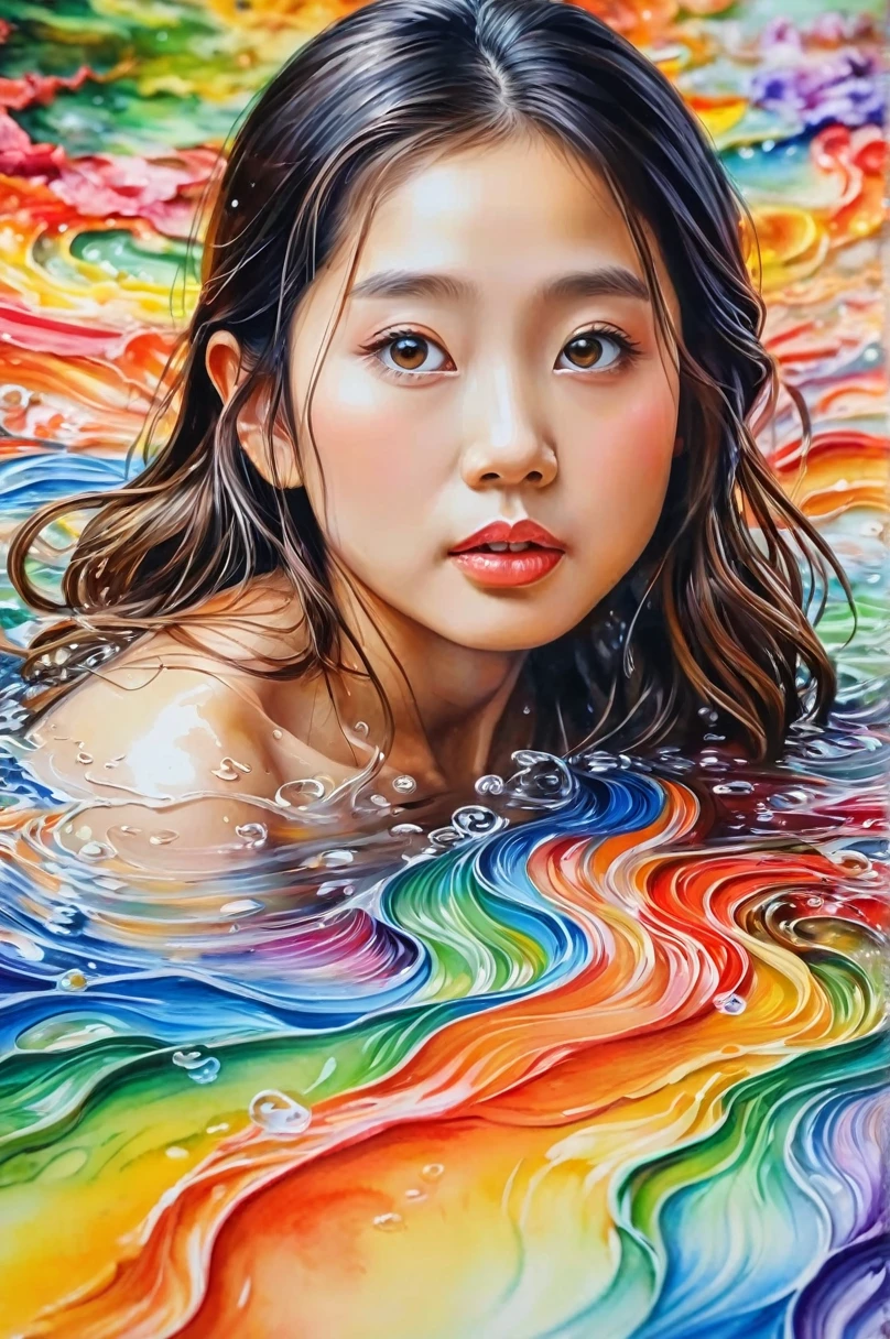colorfully, many colors, intricate-detail, opening screen, photorrealistic, detailed fluid gouache painting, handwriting, acrylic, water color art,
work of art, best qualityer, 1 girl, Chinese
