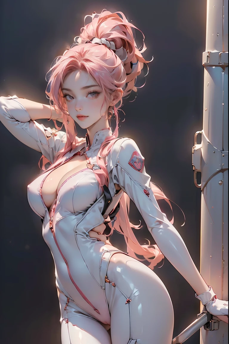((Masterpiece, top quality, high resolution, highly detailed CG unified 8K wallpaper)), (huge stunning goddess shot, very hot and sexy, jaw-dropping beauty, perfect proportions, beautiful body, slim body beauty:1.3), (Back view of female pilot getting into cockpit, climbing ladder:1.2), tight pilot suit, (view from behind, view from below),