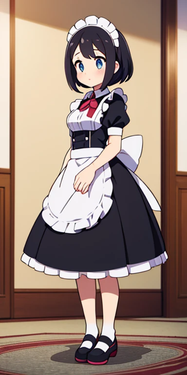 Full body, beautiful eyes , 1 girl  , full body , cute girl , anime style , cute eyes  , (standing up) , (The Maid Trainer Class is a unique and elegant group of trainers that often appear in various regions, particularly in high-class environments like manors, large estates, or luxury hotels. They are known for their impeccable manners, dedication to their duties, and their well-trained Pokémon, which they often care for with the same meticulous attention they give to their other responsibilities.) , maid