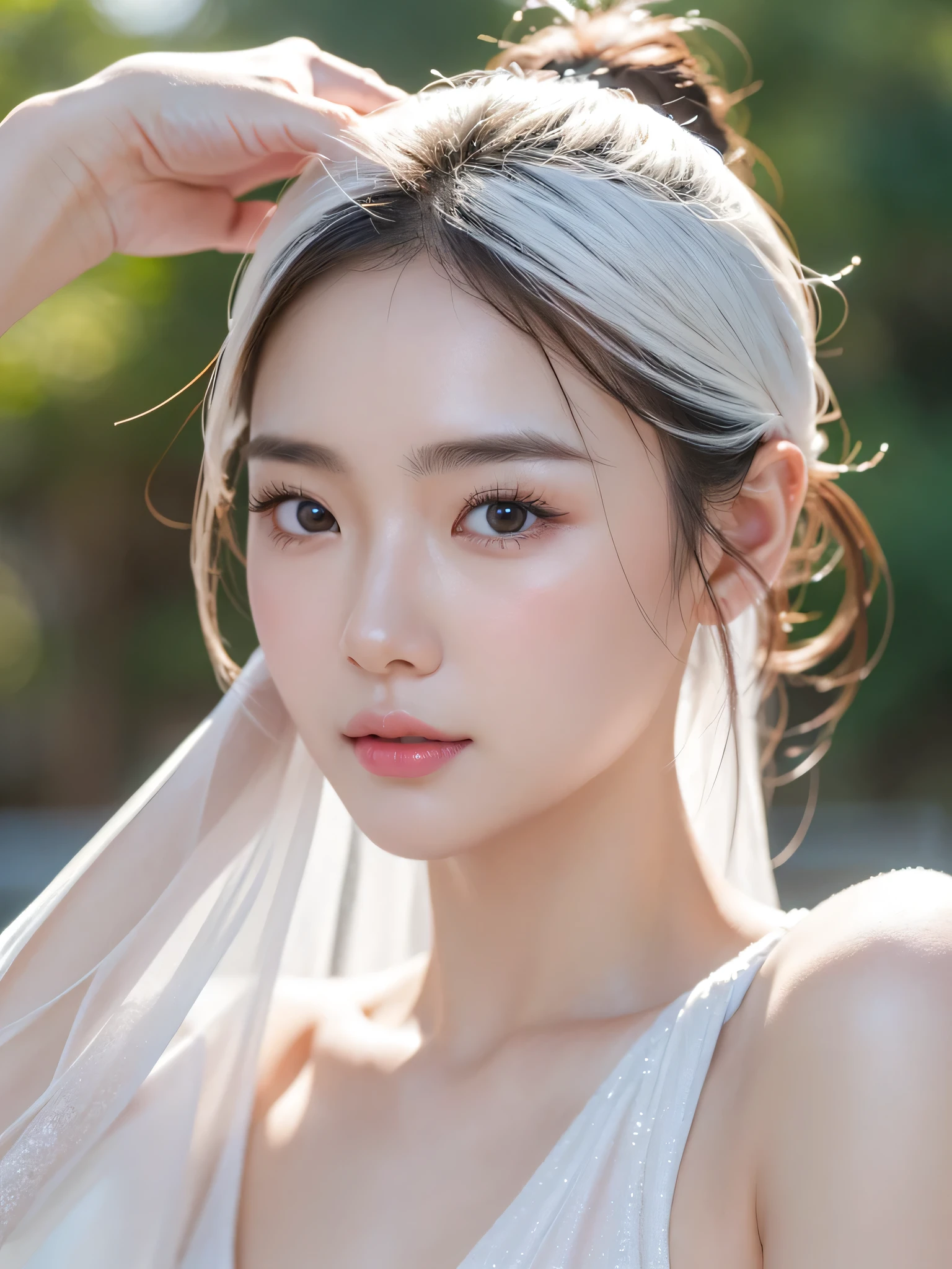 a white asian, (highest quality、Realism、glistening skin、8k、super detailed、Photorealistic photography、Anatomie parfaite、head of'artwork: 1.3、Peau très délicate et élaborée、high resolution 16k laceskin on human skin、Assez de détails pour discerner les pores、S'adapt to natural skin、symmetrical face),An underground space completely cut off from light,k lace skin on human skin、Assez de détails pour discerner les pores、S'adapt to natural skin、symmetrical face)、An underground space completely cut off from light、one person woman、fille JK、front, Face front、(Regardant d'up:1.6), (eyes raised :1.4)、Lip gloss lip gloss:1.6、Distort facial expressions、(Extreme facial focus、Extreme close-up of the face、Face closer to the'Before、Femme portant un collier、vue subjective d'up), ((high 、mini skirt、maquillage coréen populaire))、Mignon、sex-appeal、cunning、ahegao、Les yeux louches、squinting、Paranoid symptoms、Lip gloss、cheeks blush、(extremely droopy eyes、Bureau de beauté)、highly detailed whitening skin、Bel eye-liner、double eyelid、shiny lips、Keep your eyes sharp and focused, Open your mouth and close one eye、realistic nostrils、elongated C-shaped nostrils, Highlight sweaty skin、((pointed nose))、sweaty skin、Sweaty hair、(Rides des sourcils)(Tends ta langue aussi loin que possible)、Yeux humides et larmoyants、deep kiss、((sourcils fins))、glistening skin、double eyelid、wet and shiny tongue、Yeux grands ouverts, dilated pupils、symmetrical nose,