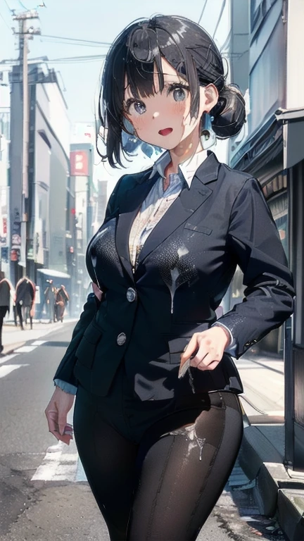 cute girl,(((1girl))),((girl with extremely cute and beautiful black hair)),
(large breasts:1.4),(((black hair:1.35,colored inner hair,ear breathing,large hair,tomboy haircut))),(((blue_eyes:1.3))),intricate eyes,beautiful detailed eyes,symmetrical eyes,((fat)),((lustrous skin:1.5,bright skin: 1.5,skin tanned,shiny skin,very shiny skin,shiny body,plastic glitter skin,exaggerated shiny skin,illuminated skin,wet legs))),(spider lower abdomen,narrow waist,wide hip,athletic body,inflated legs,detailed body,(detailed face)),
cute,slutty,seductive,erotic,(((nsfw))),
((((glasses)))),(((wearing white formal blazer,black formal pants,))),(((huge cleavage))),((wet clothes,intricate outfit,intricate clothes)),
(dynamic pose:1.0),solo focus,embarrassed,(centered,scale to fit dimensions,Rule of thirds),
cyberpunk city by the ocean at night, with bright neon signs and dark stormy clouds and puddles, scenery:1.25,
artistic photography,(photography taken by sldr),highres, sharp focus, (ultra detailed, extremely detailed), (photorealistic artwork:1.37),(extremely detailed CG unity 8k wallpaper),((synthwave background theme)),(((vibrant colors))),(intricate background),(masterpiece),(best quality)