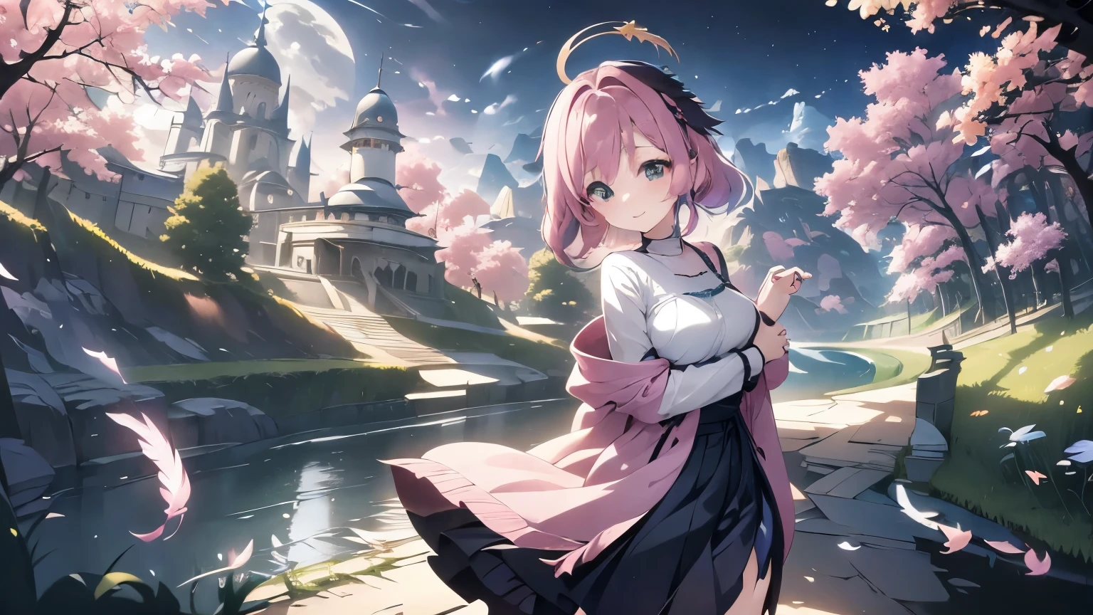 ((Highest quality)), ((masterpiece)), (detailed), Three Girls,Sisters,4K,Plateau at night,fluffy,skirt,dress,cardigan,Two Piece,Ash pink hair,Green blue hair,Sapphire Eyes,Earth Colors,anime,comics,smile,fine,Vibrant,Glass Feather,Iridescent feathers,Two Moons,mysterious,Soft Moonlight,Fairy,Ultra HD