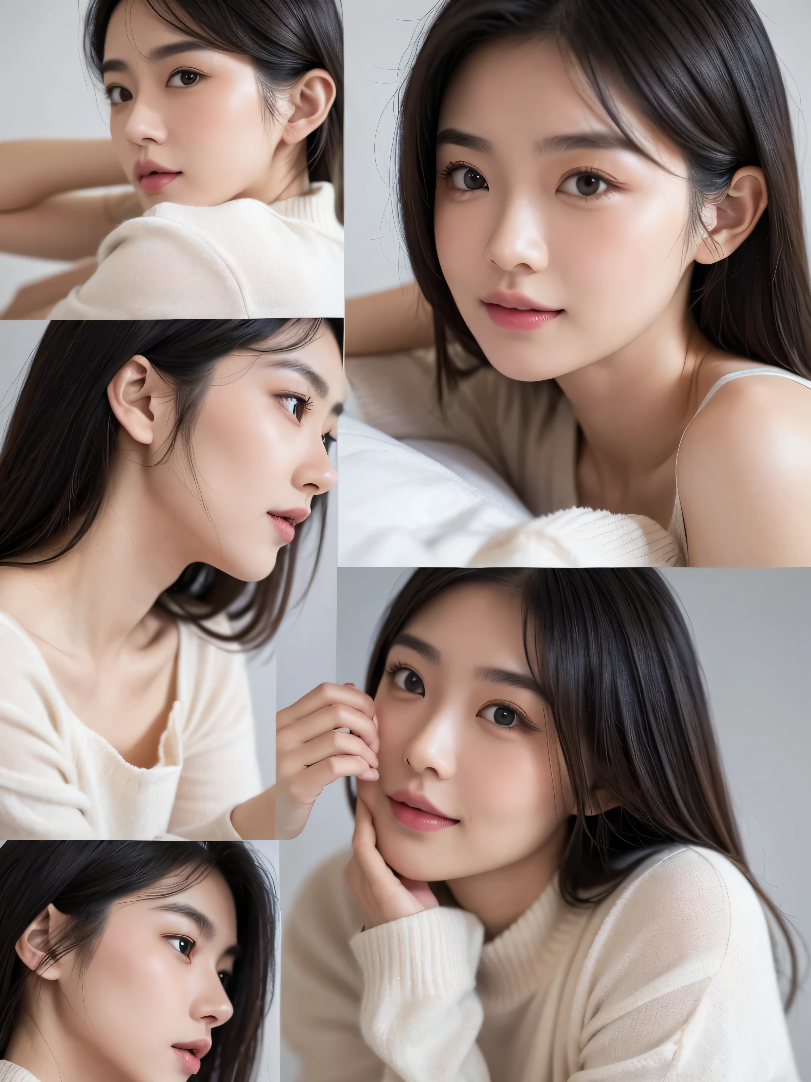 plan eloignée, une vrai asiatique fait des chose kawai avec ses expression du visage