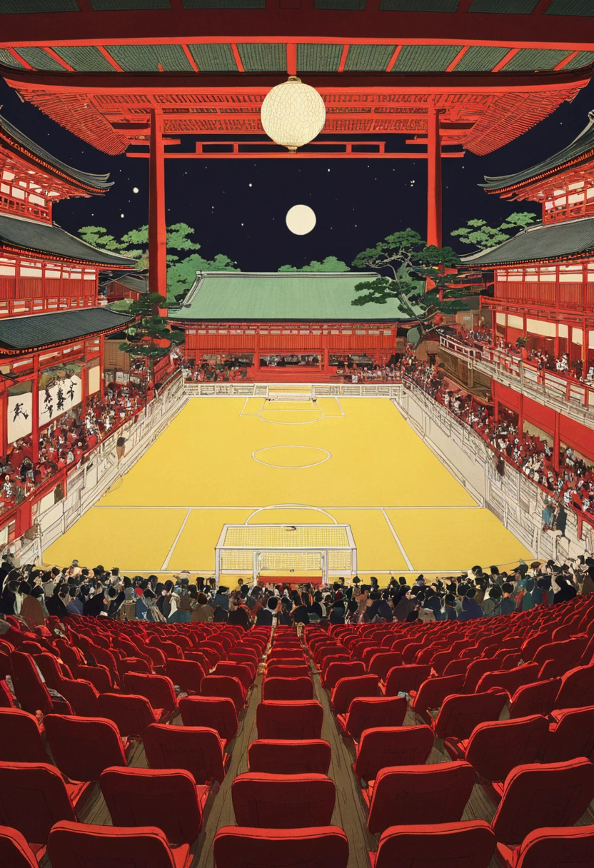 soccer、Red Temple、wood、game、Audience seats、Ukiyo-e