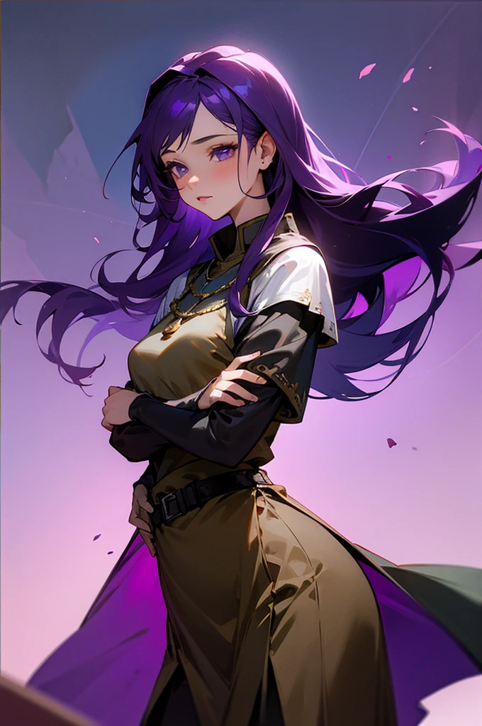Young adult, Female, Violet hair, medieval Background,